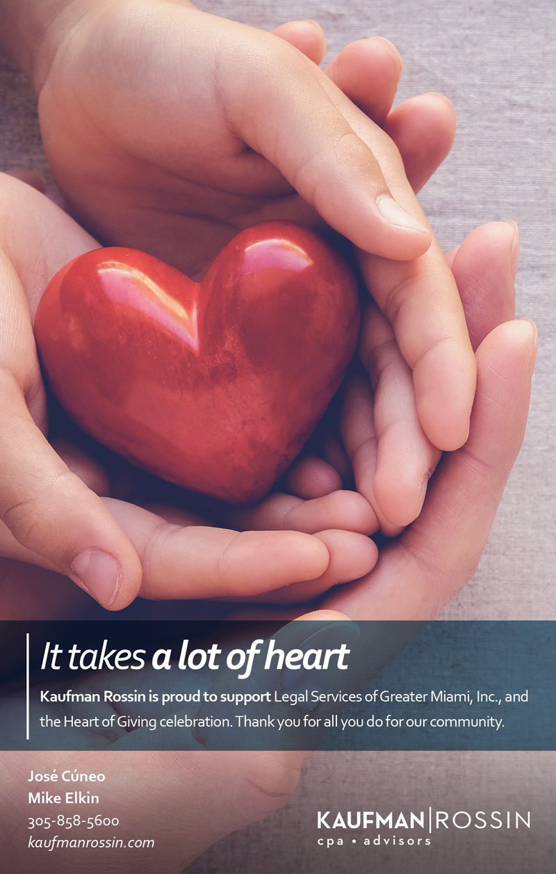 Kaufman Rossin LSGMI-Heart of Giving-2019 Ad design